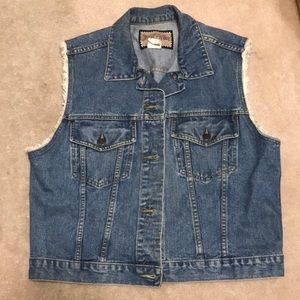 Vintage jeans denim vest by Streetwear 12 fringe